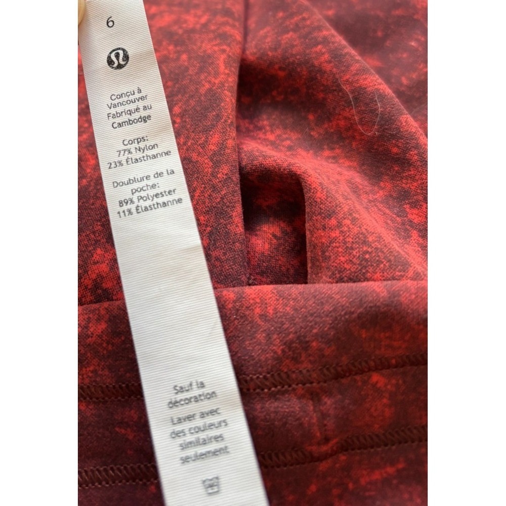 Lululemon Leggings Autumn Red Black 6 Wunder Train High Rise Gym Workout Marbled - Picture 11 of 16